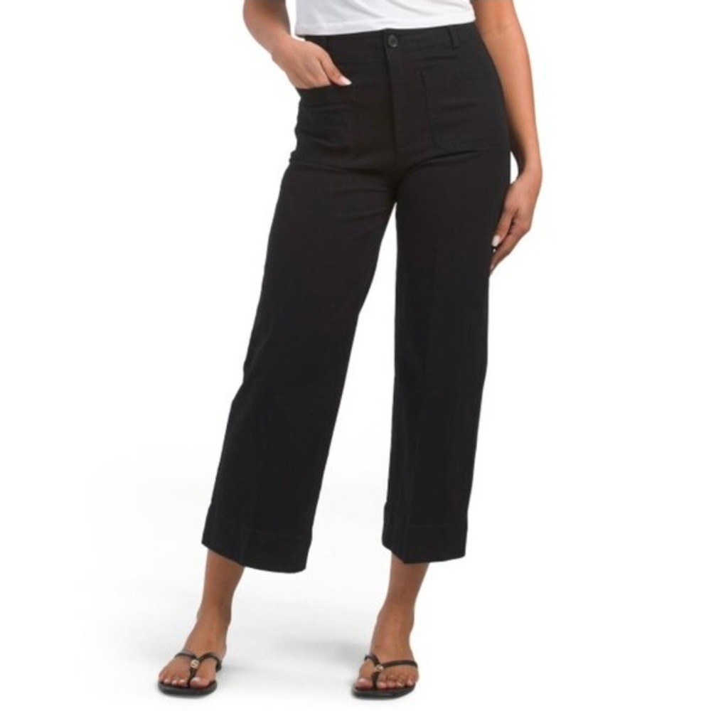 Bagatelle Collection Black Wide Leg Cropped Utility Pants High Rise Size 6